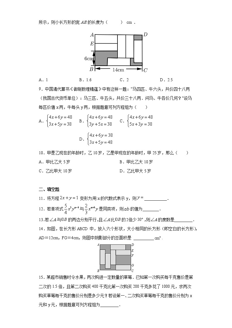 专题04 二元一次方程组（原卷版）第2页