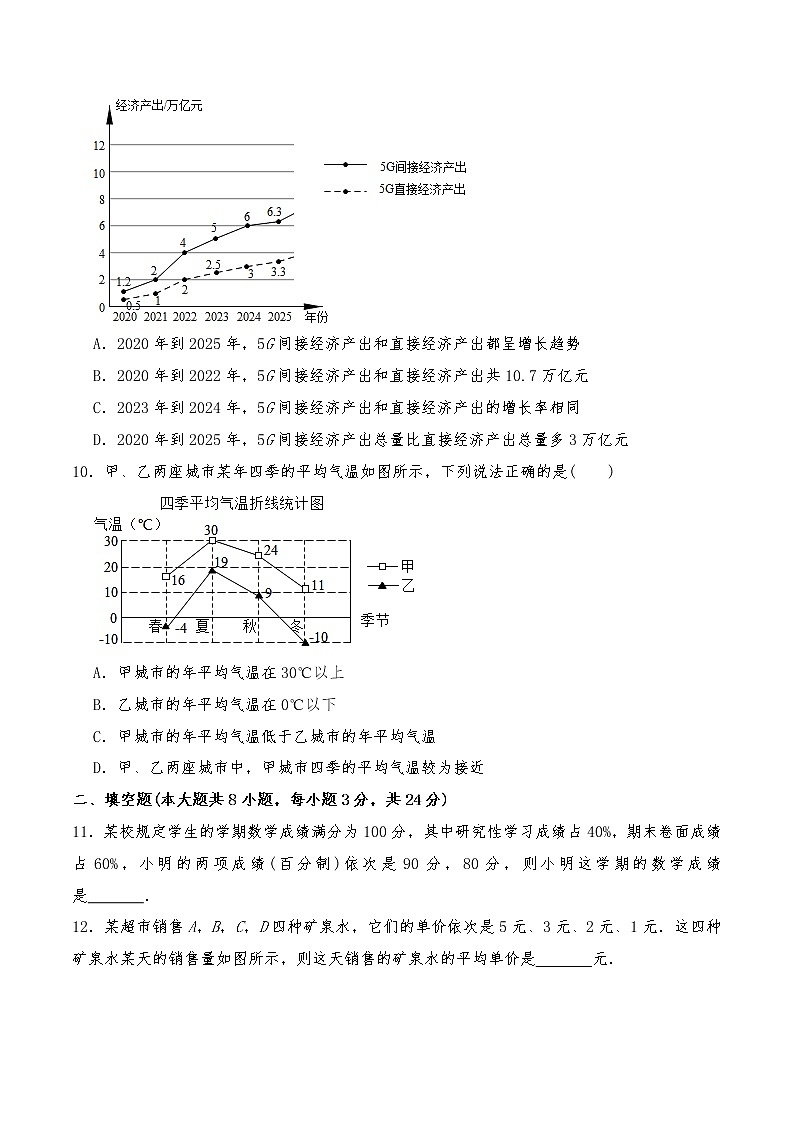 八年级数学上册试题 第六单元《数据的分析》测试卷1-北师大版（含答案）第3页