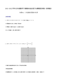 专题02 二次函数的图象与性质-2021-2022学年九年级数学下册期末综合复习专题提优训练（苏科版）