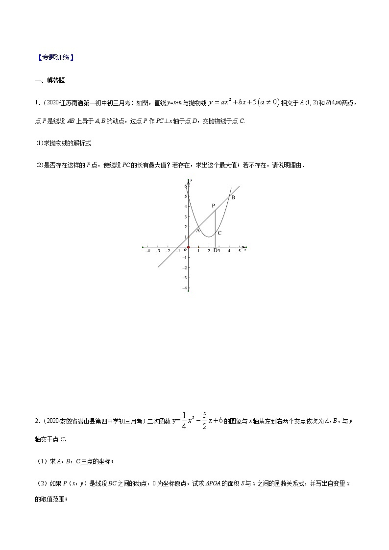 专题06 二次函数存在性问题（原卷版） -2021-2022学年九年级数学下册期末综合复习专题提优训练（苏科版）第2页