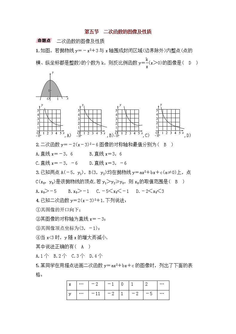 （通用版）中考数学一轮复习讲与练16《二次函数的图像及性质》精讲精练（教师版）第1页
