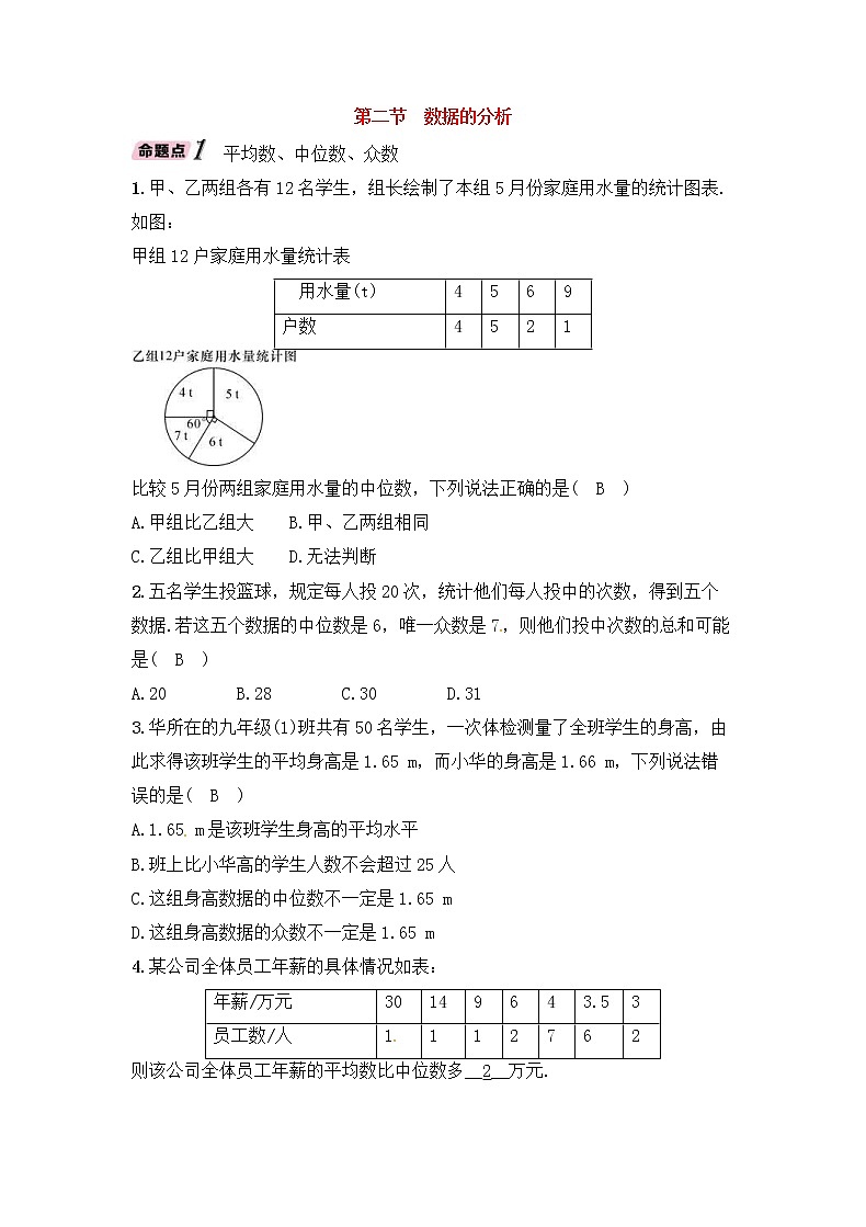 （通用版）中考数学一轮复习讲与练34《数据的分析》精讲精练（教师版）第1页