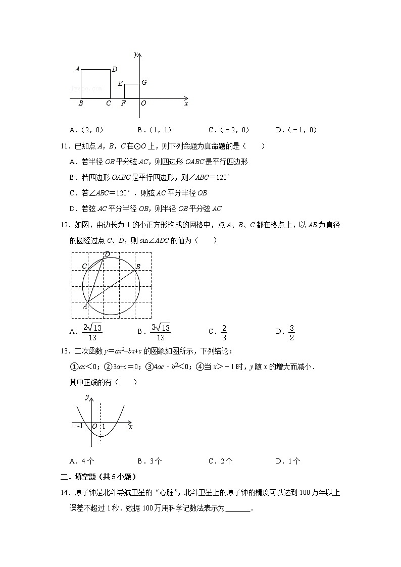 2021年山东省枣庄市峄城区九年级（下）期中数学试卷（无答案）第3页