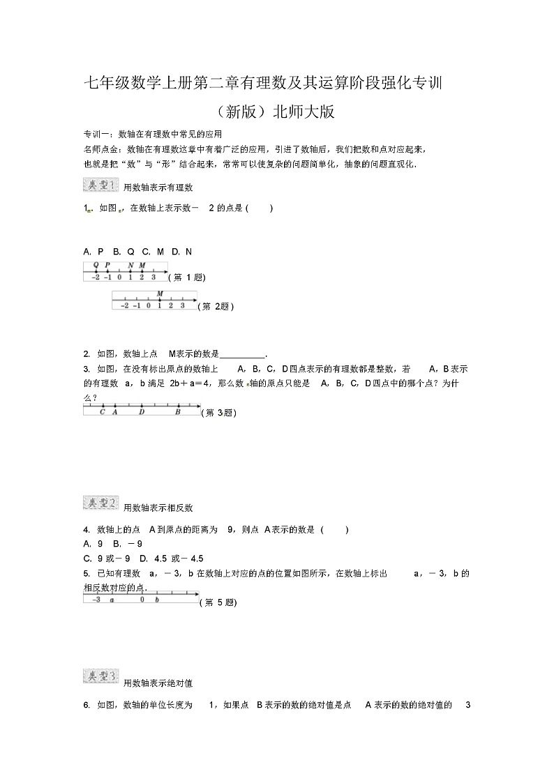 七年级数学上册第二章有理数及其运算阶段强化专训(新版)北师大版练习题第1页
