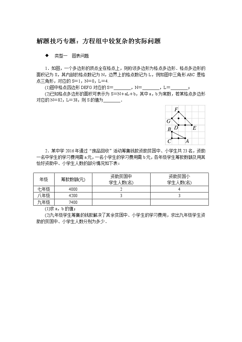 湘教版八下数学 解题技巧专题：方程组中较复杂的实际问题01