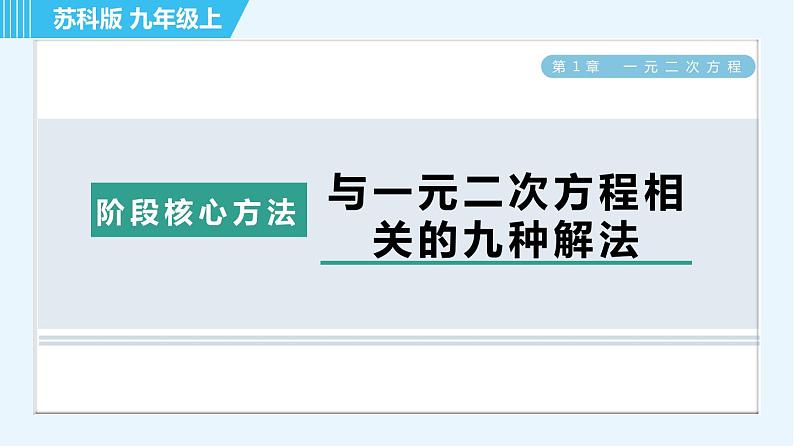 苏科版九年级上册数学 第1章 阶段核心方法 与一元二次方程相关的九种解法 习题课件第1页