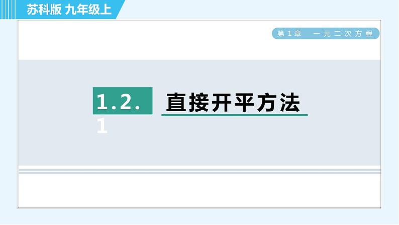 苏科版九年级上册数学 第1章 1.2.1 直接开平方法 习题课件第1页