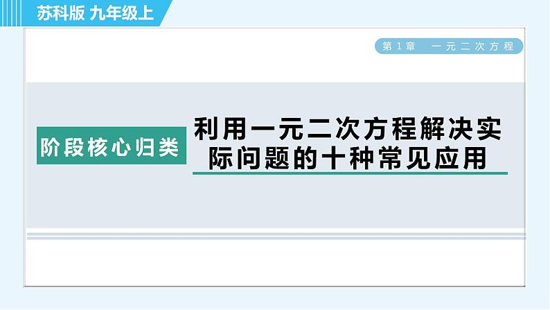 苏科版九年级上册数学 第1章 阶段核心归类 利用一元二次方程解决实际问题的十种常见应用 习题课件第1页