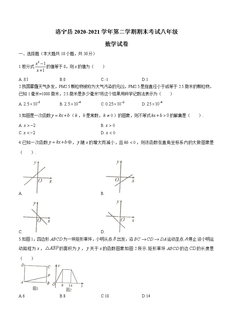 2021年河南省洛阳市洛宁县八年级下学期期末数学试题（含答案）01