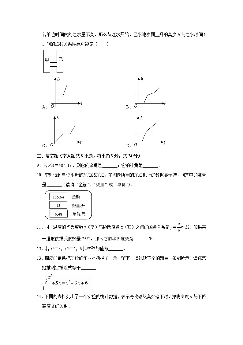 2021年江西省萍乡市安源区等六区县七年级（下）期中数学试卷+无答案第2页