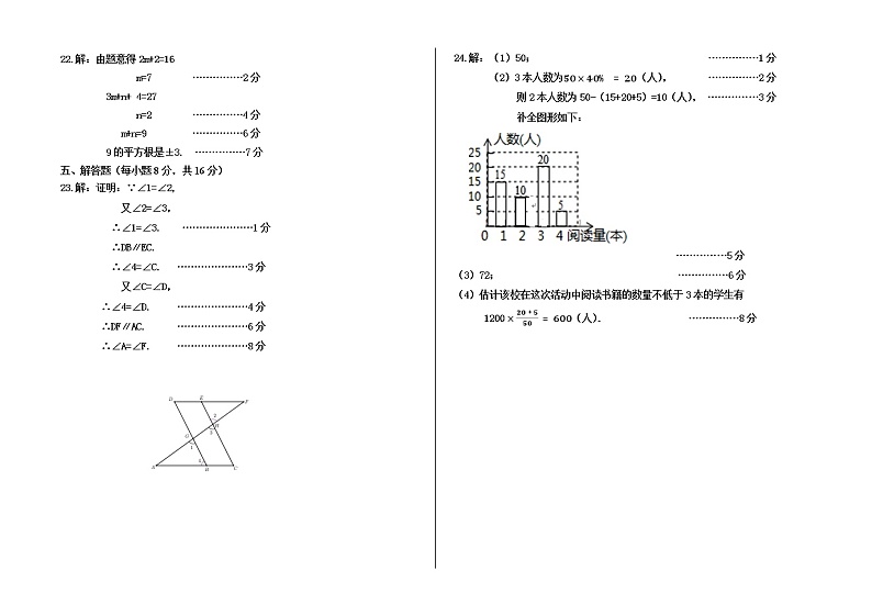人教版初中2020—2021学年度第二学期质量监测(答案)第2页