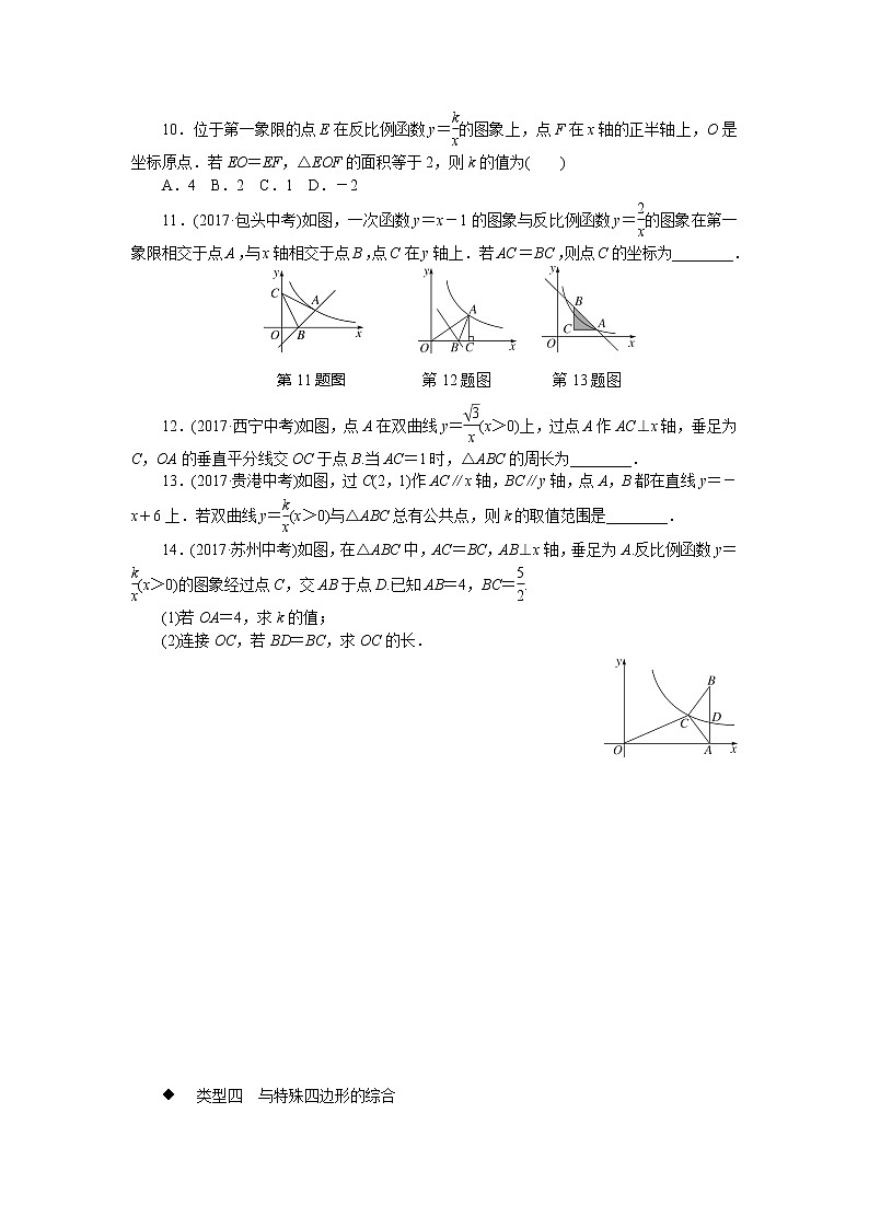 人教版数学九下 考点综合专题：反比例函数与其他知识的综合试卷03