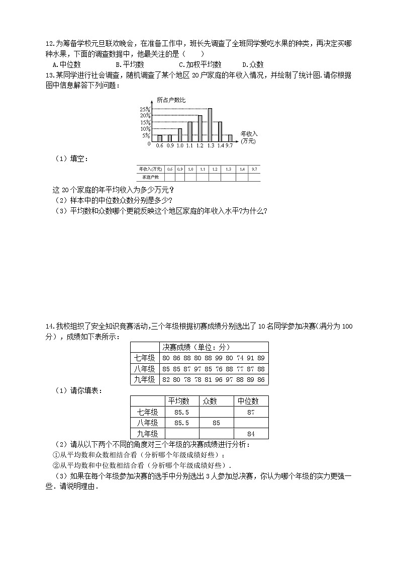 20.2.2平均数、中位数和众数的选用--练习第2页