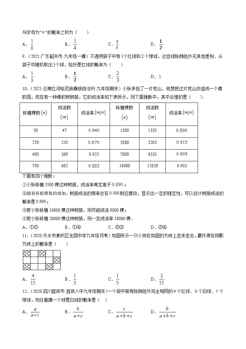 第六章 概率初步测试卷-简单数学之2021-2022学年七年级下册同步讲练（原卷版）（北师大版）第2页