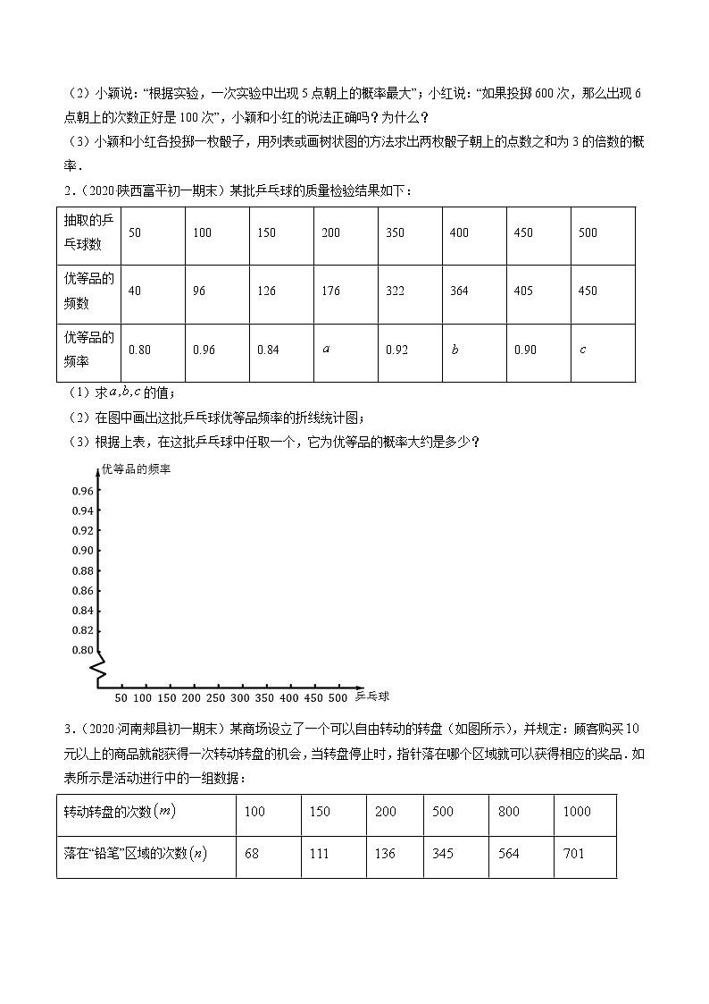 第六章 重点突破训练：概率初步重点问题举例-简单数学之2021-2022学年七年级下册同步讲练（原卷版）（北师大版）第2页