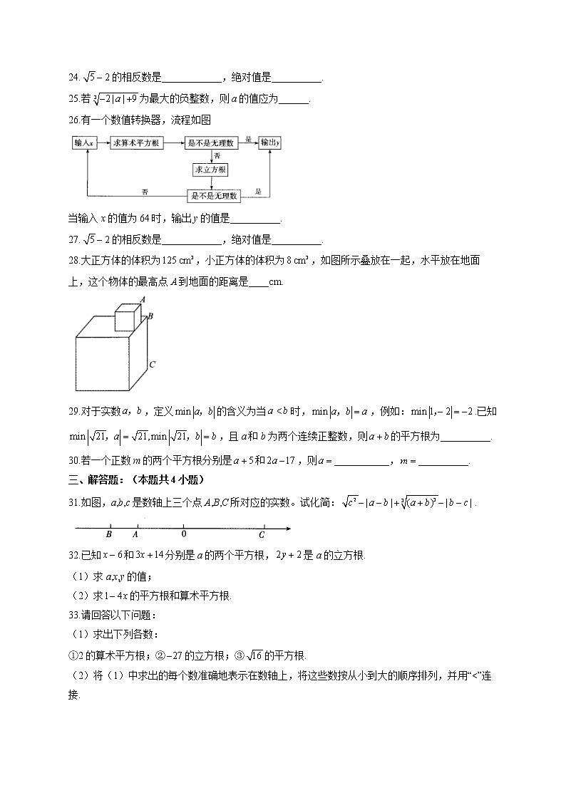 第六章 实数   检测题    2021-2022学年人教版七年级下册数学（word版含答案）第3页