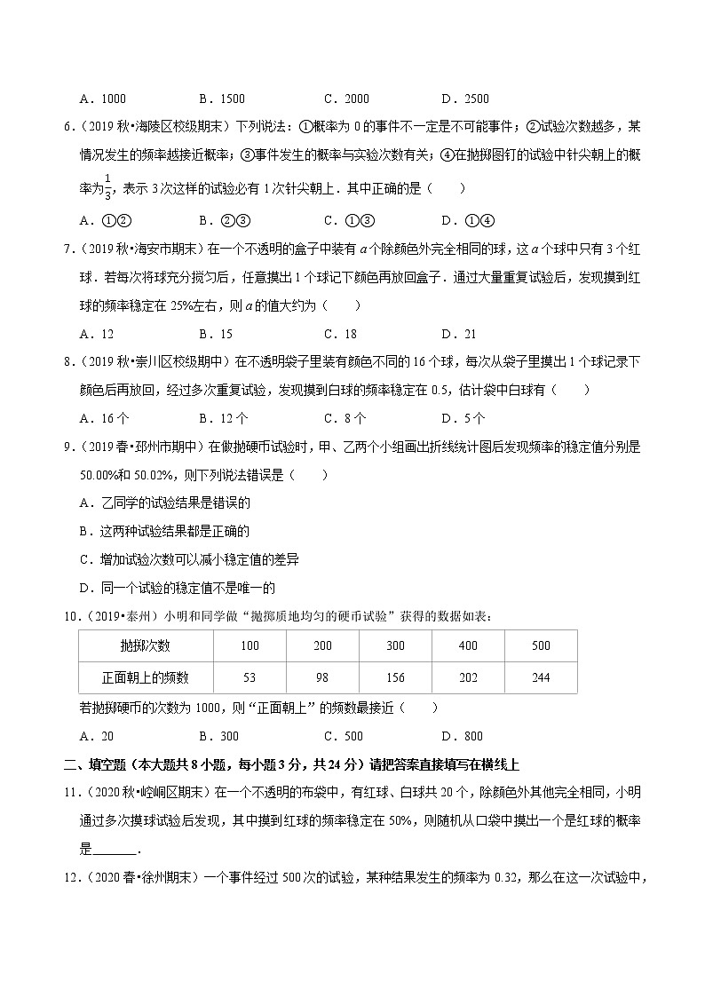 专题8.3频率与概率-2021-2022学年八年级数学下册尖子生同步培优题典【苏科版】02