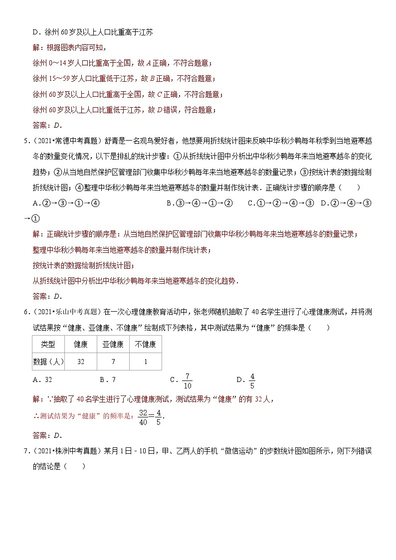 （全国通用）2022年中考数学一轮复习高频考点精讲精练 专题28 统计与概率（解析版）第3页