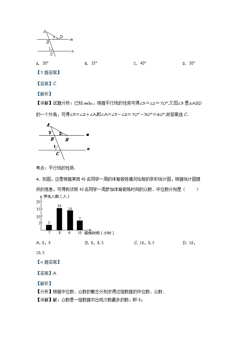2020年湖南省永州市中考一模数学试题（含解析）第2页