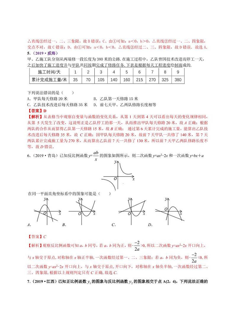 中考数学三轮冲刺-真题集训：知识点17 正比例函数与一次函数图像、性质及其应用(pdf版,含答案)第3页