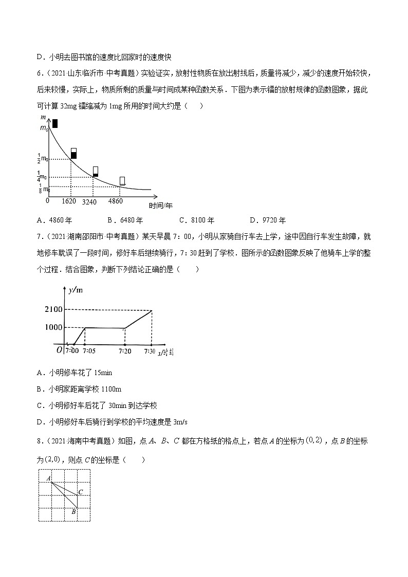 专题10函数基础（共40题）-2021年中考数学真题分项汇编（原卷版+解析版）【全国通用】02