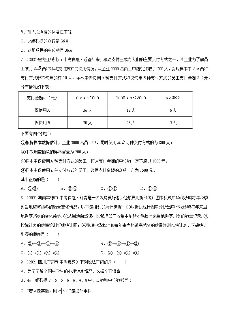 专题27数据的收集整理与描述（共58题）-2021年中考数学真题分项汇编（原卷版+解析版）【全国通用】03
