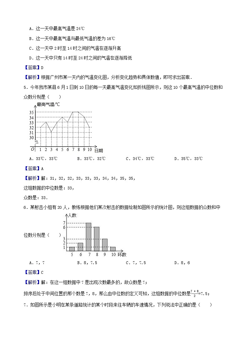 浙教版数学七年级下册6.2条形统计图和折线统计图练习试题03
