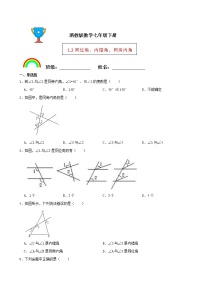 浙教版七年级下册1.2同位角、内错角、同旁内角课后作业题