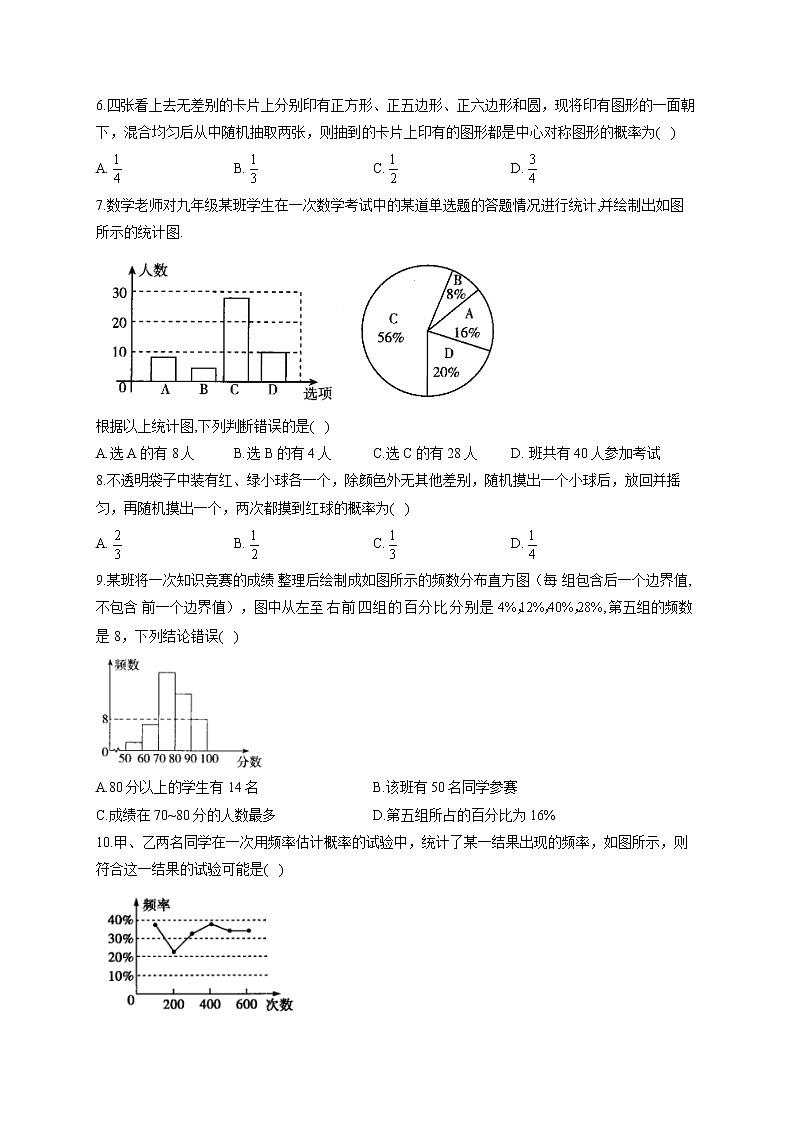 2022届中考数学二轮复习题型速练 选择题（7）统计与概率第2页