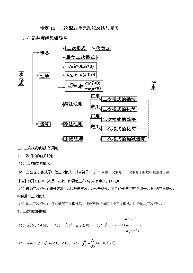 专题10 二次根式单元系统总结与复习（原卷版）第1页