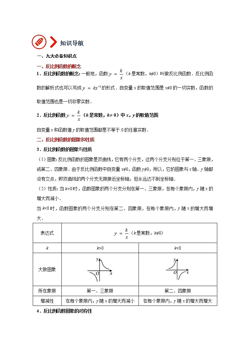 （全国通用）备战中考数学一轮复习专题讲义+强化训练 第十一讲 反比例函数及其图像与性质（讲义）学案02