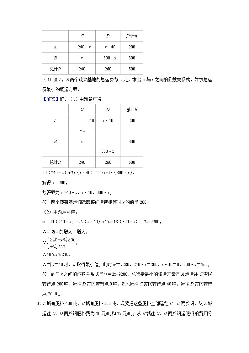 （全国通用）备战中考数学一轮复习专题讲义+强化训练 第十讲 一次函数的应用（讲义）学案03