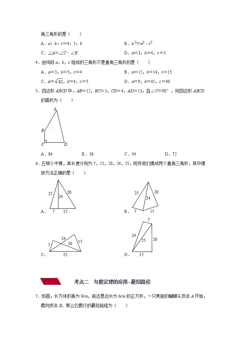 （全国通用）备战中考数学一轮复习专题讲义+强化训练 第十九讲 直角三角形与勾股定理（讲义）学案03