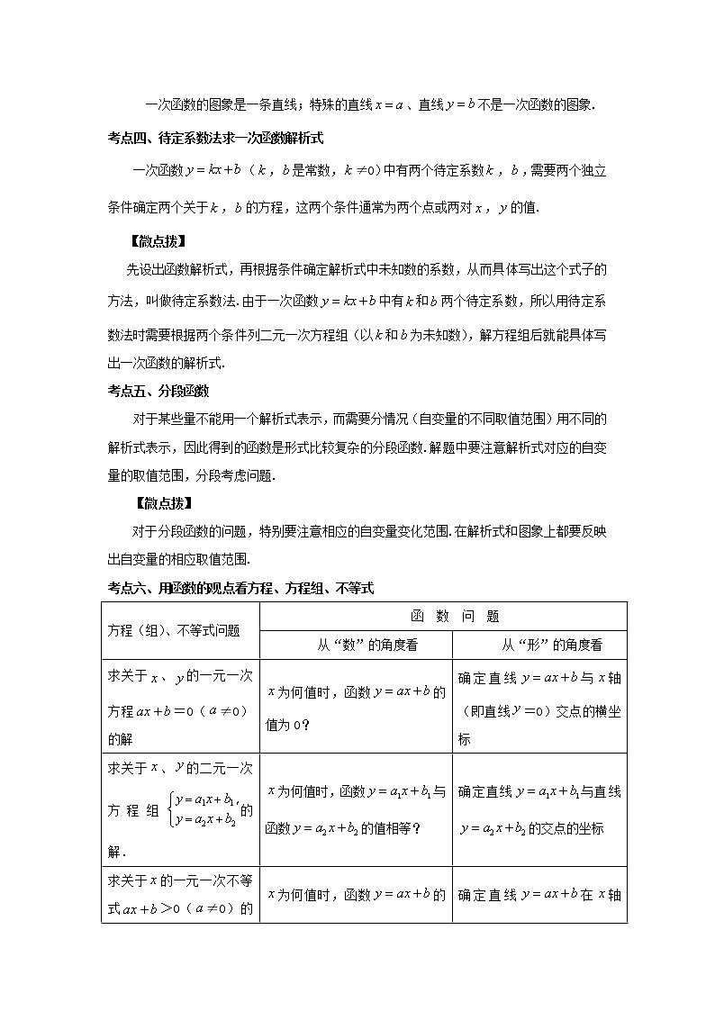 （全国通用）2022年中考数学命题点及重难题型分类突破练 第七讲 一次函数（原卷版）第3页