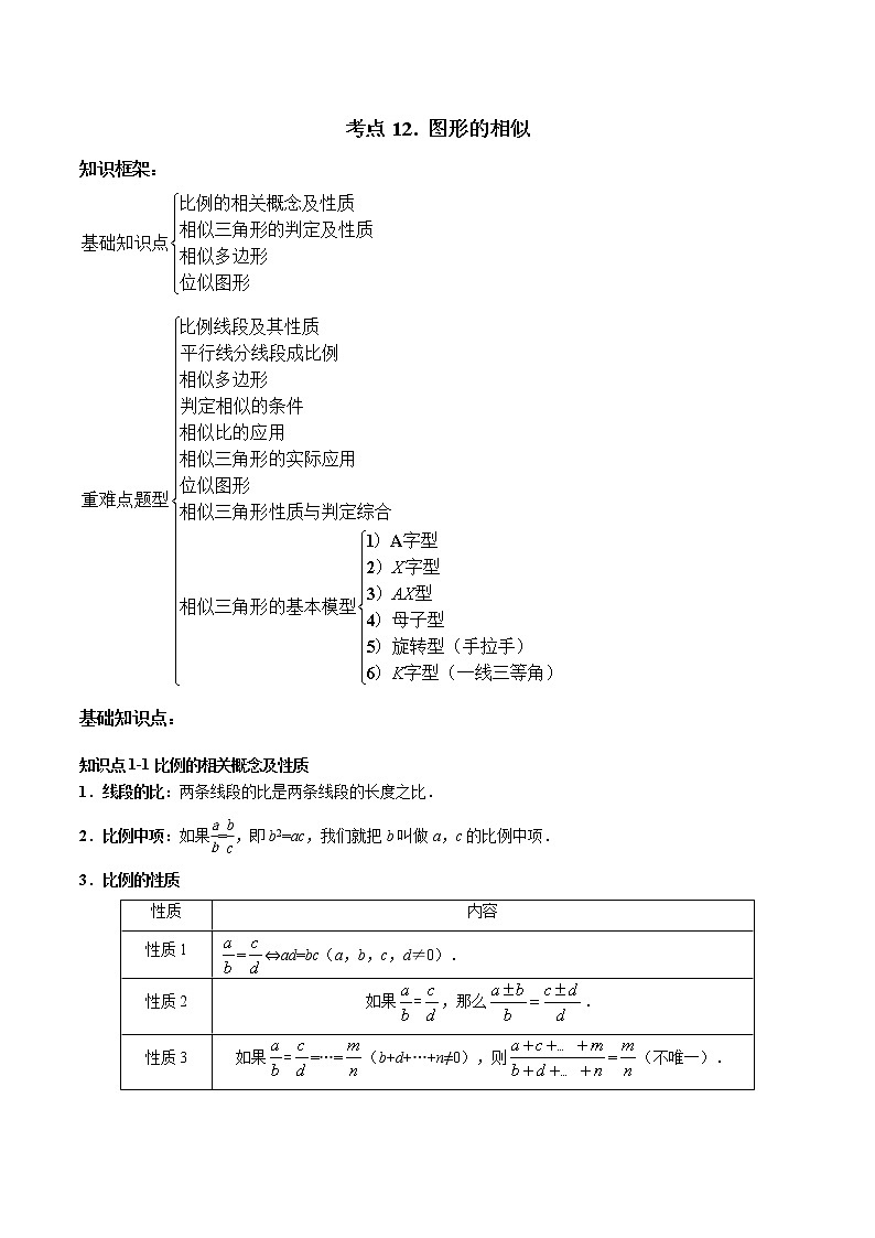 考点12 图形的相似-2022年中考数学高频考点专题突破（全国通用）（解析版）01
