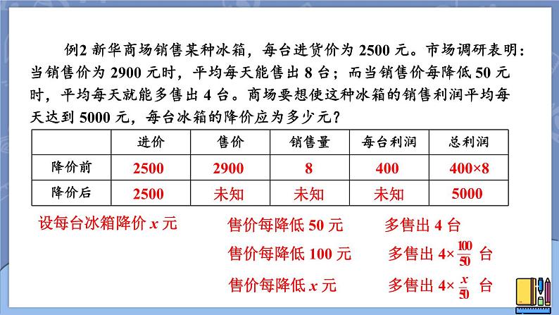 2.6.2 利用一元二次方程解决经济问题-2022年北师大版数学九年级上册课件PPT04