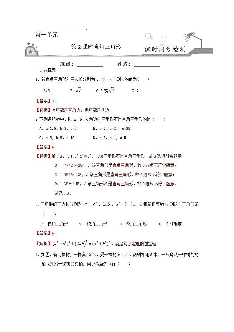 1.2 直角三角形（解析版）第1页