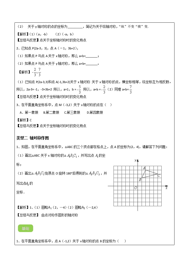 专题08 轴对称与坐标变化（解析版）-2021-2022学年八年级数学上册课堂讲义（北师大版）第3页