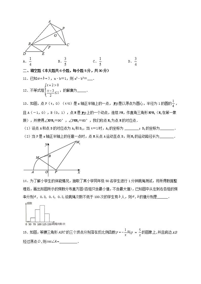 2022年浙江省温州市中考数学备考模拟试卷（4）（word版无答案）03
