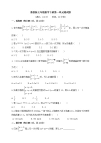 初中数学鲁教版 (五四制)七年级下册1 二元一次方程组单元测试课后作业题