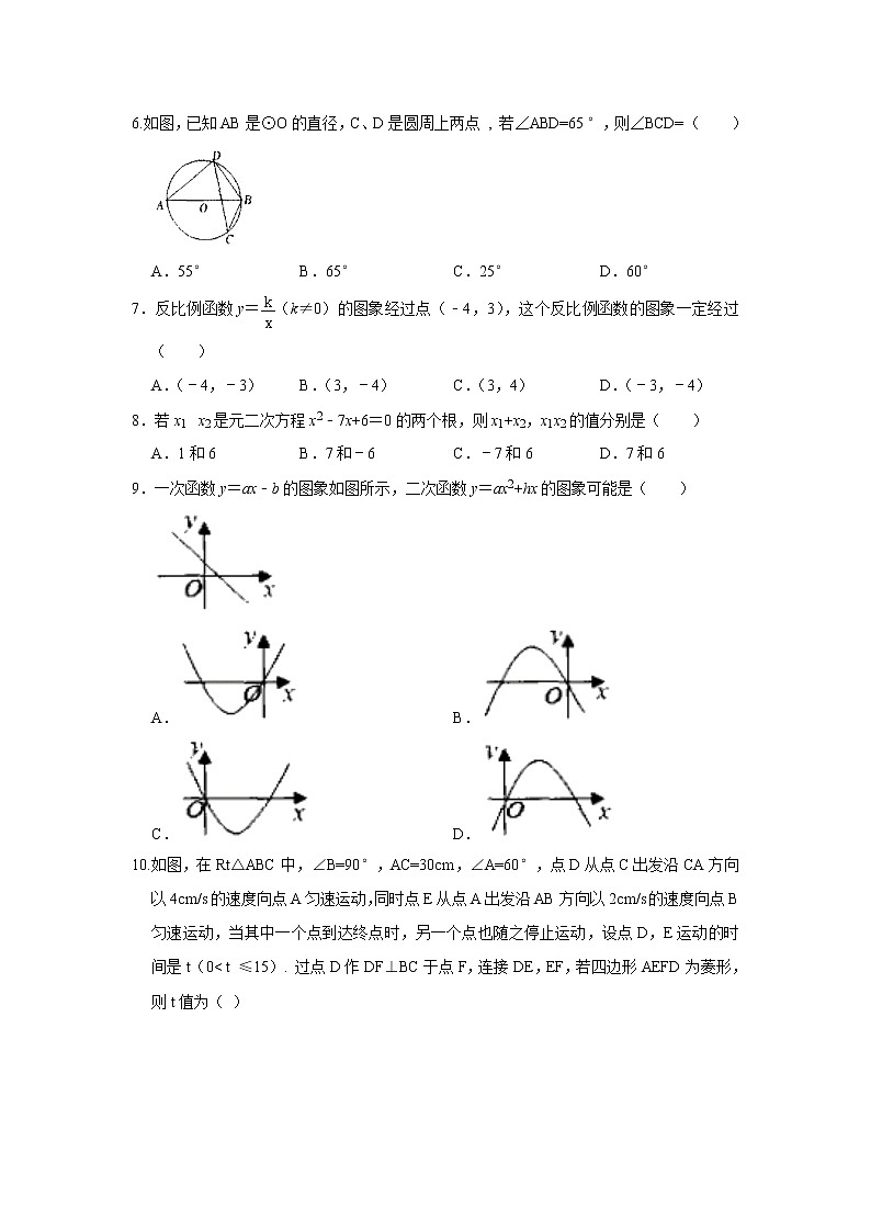 2022年广东省佛山市南海区狮山镇初中毕业生适应性考试（一模）数学试题(word版无答案)02