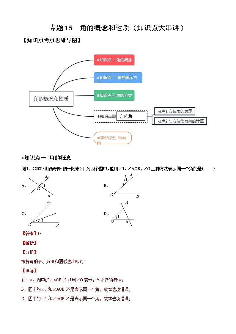 专题15  角的概念和性质（知识点大串讲）解析版第1页