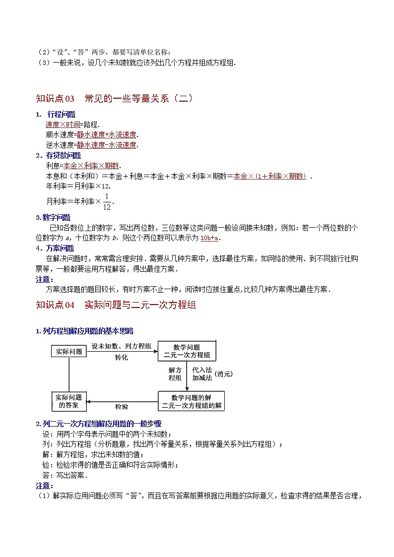人教版 七年级数学下册同步精品讲义 第18课  实际问题与二元一次方程组（教师版）第2页