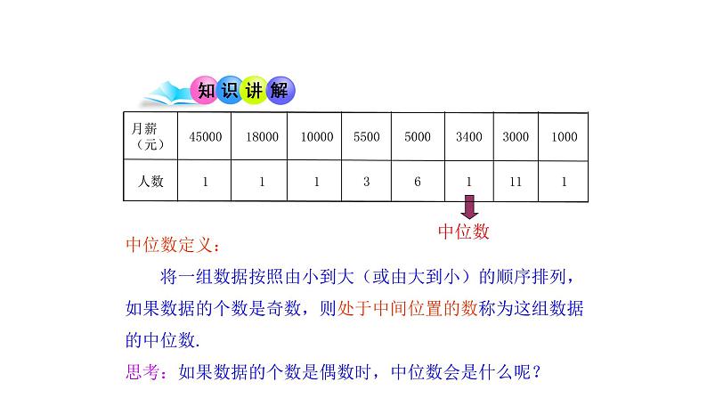 八下人教版数学 20.1.2中位数和众数 课件105