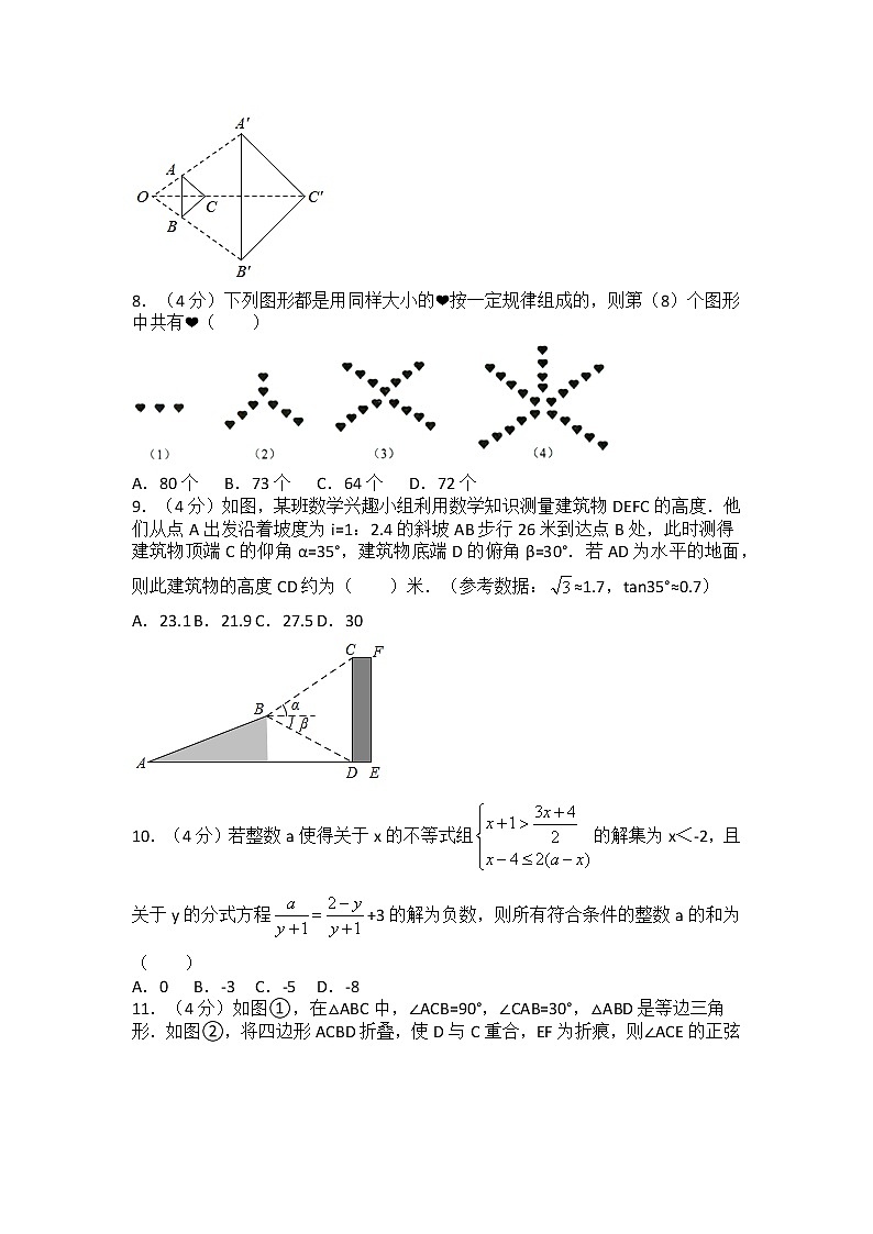 2020-2021学年重庆市渝中区求精中学九年级（下）月考数学试卷（3月份）（无答案）02