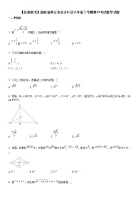 湖北省黄石市白沙片区2018-2019学年八年级下学期期中考试数学试题