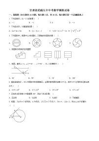 2022年甘肃省武威第九中学中考数学模拟试卷 (word版含答案)