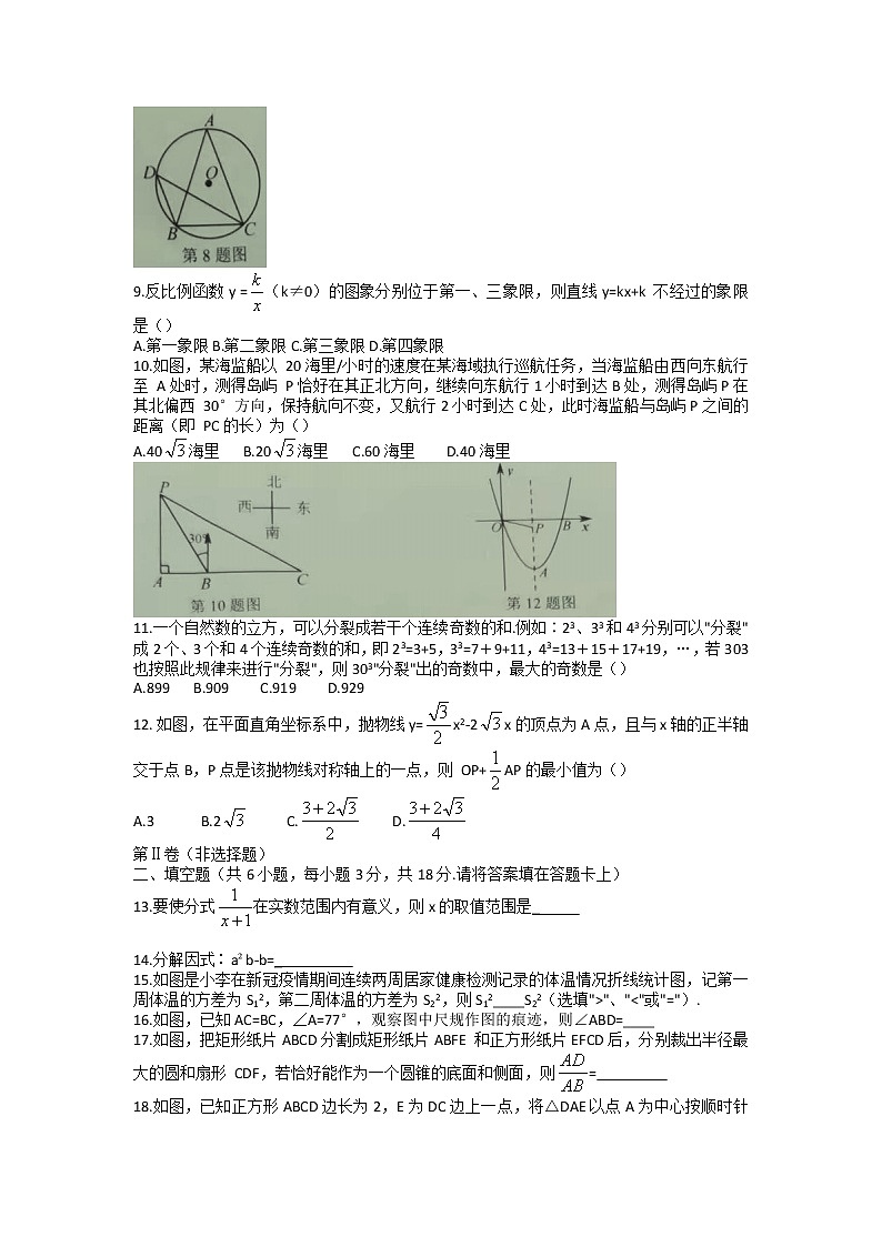 2022年广西崇左市扶绥县中考一模数学试题02