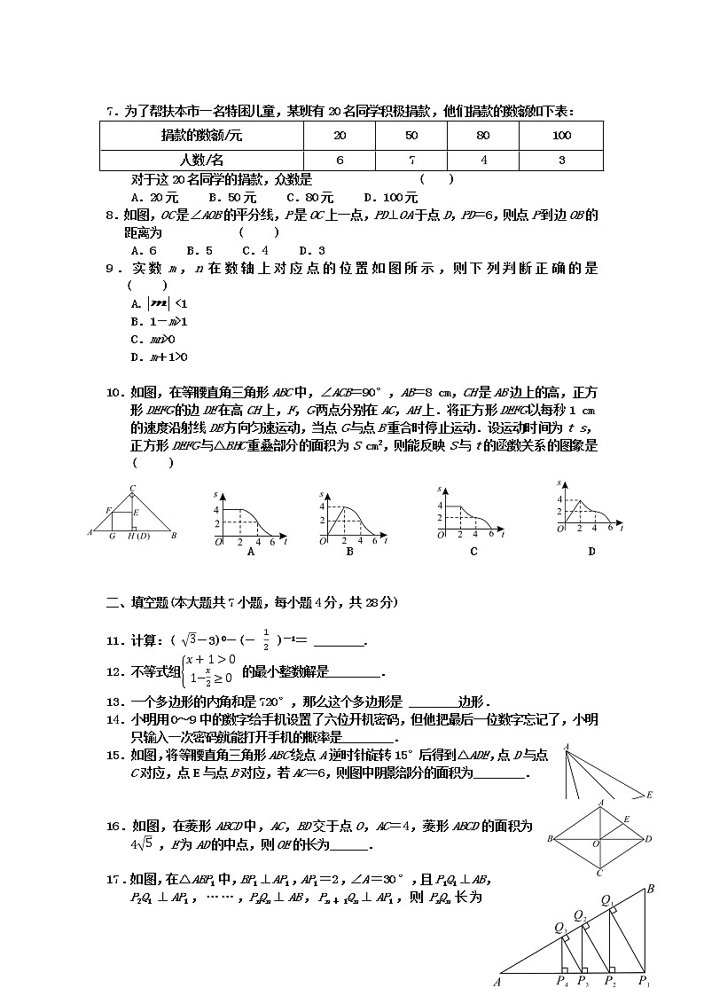 广东省2022年初中数学学业水平考试模拟试卷（一）02