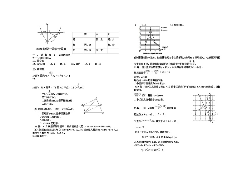 2020年四川省德阳市绵竹市九年级第一次诊断性考试数学试题03